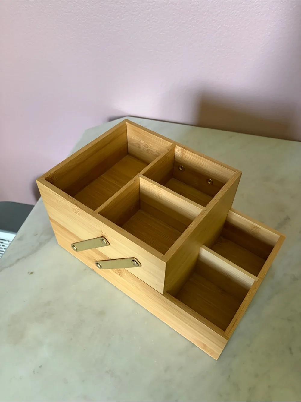 Bamboo Multi-Compartment Desk or Makeup Organizer - Natural Bamboo
